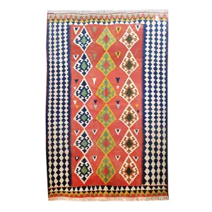 گلیم دستباف سه متری طرح لوزی مدل AA88