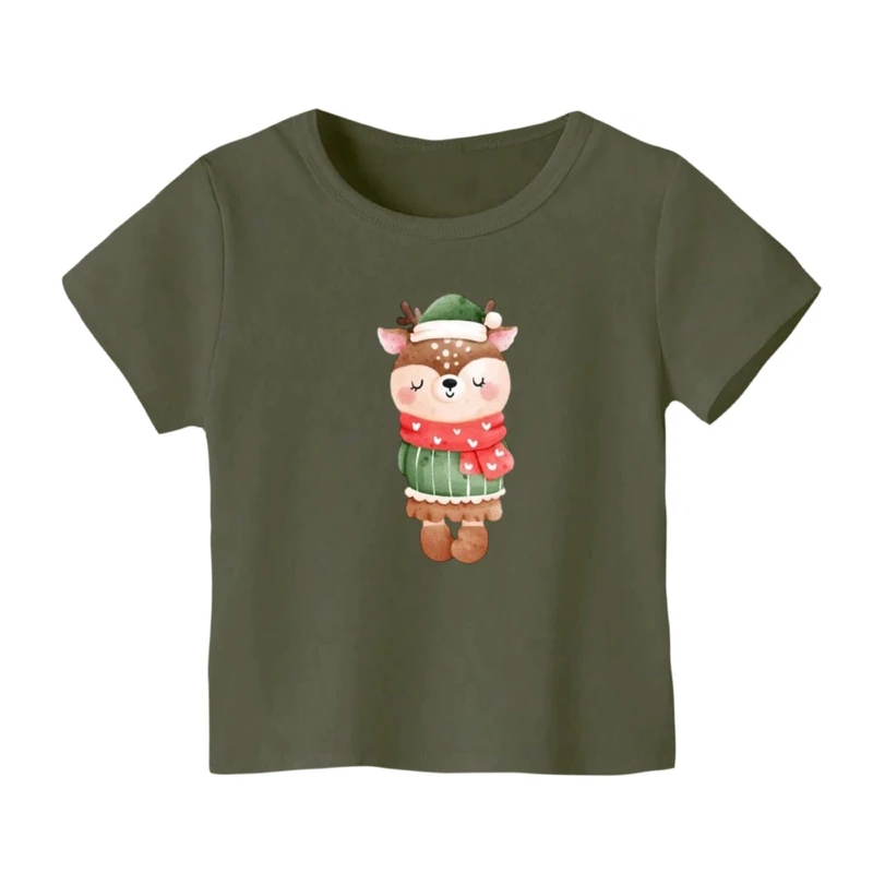 تی شرت آستین کوتاه بچگانه مدل گوزن کریسمس کد 17