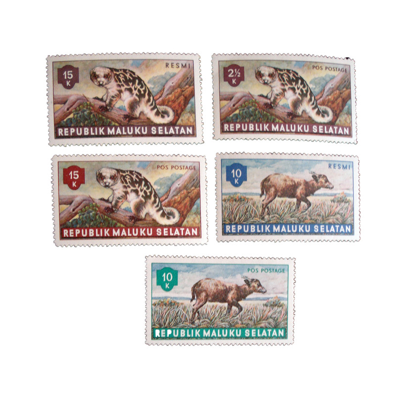 تمبر یادگاری مدل حیوانات کد 858 مجموعه 5 عددی 