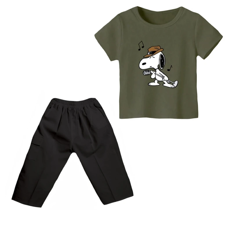 ست تی شرت و شلوارک پسرانه مدل اسنوپی کد ۳۱