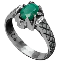 انگشتر نقره زمرد مردانه مدل ساده و مینیمال