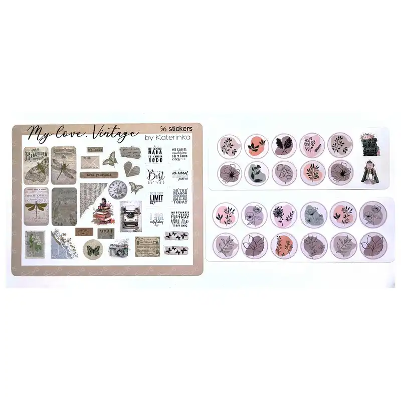 برچسب کاترینکا طرح برش خورده بولت ژورنال و اسکرپ بوک مدل My love. Vintage بسته 56 عددی