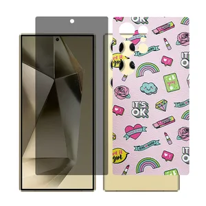 Glass Together model privacy screen protector for Samsung Galaxy S24 Ultra mobile phone with back cover sticker