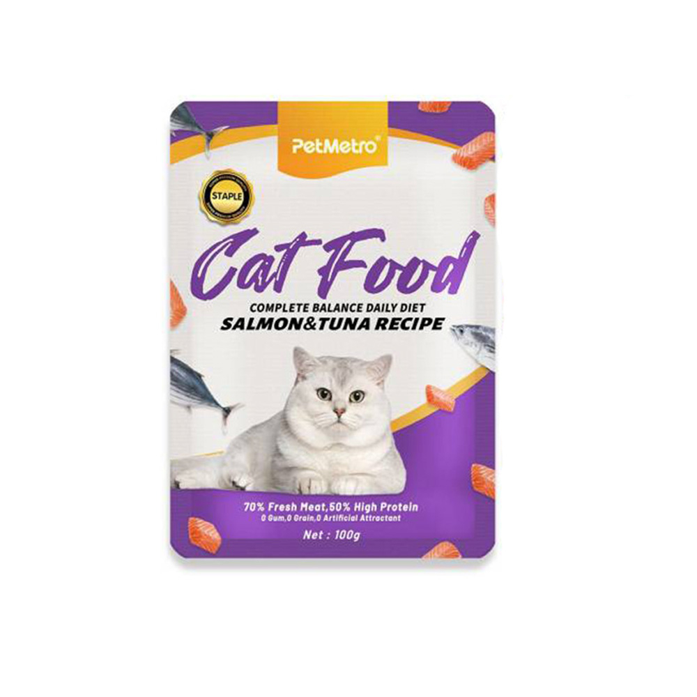 پوچ گربه پت مترو مدل کامپلیت بالانس طعم ماهی وزن 100 گرم