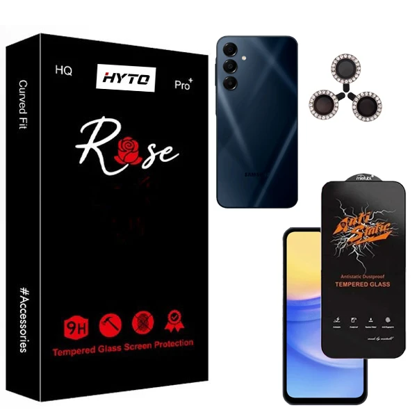 محافظ صفحه نمایش هیتو مدل Rose Antistatic Glavers مناسب برای گوشی موبایل سامسونگ galaxy A16 به همراه محافظ لنز نگینی