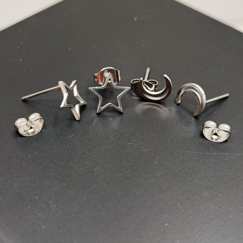 گوشواره زنانه طرح ماه و ستاره کد RKH_1523 مجموعه 2 عددی