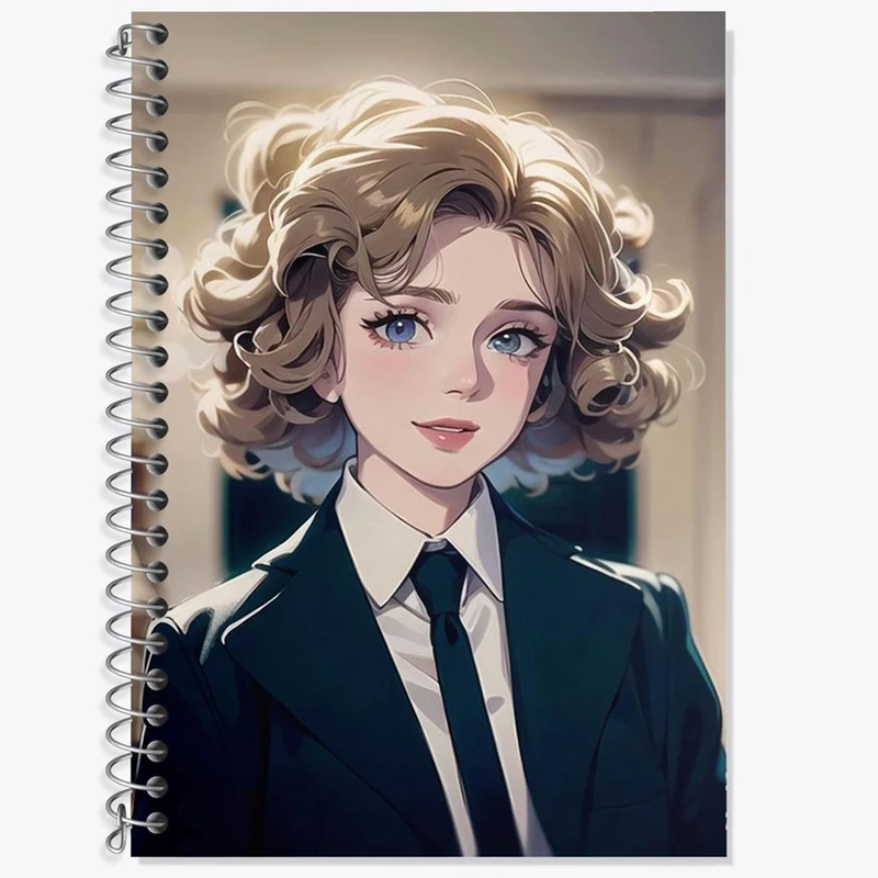 دفتر زبان 50 برگ خندالو مدل دو خط طرح دختر مو فرفری کد 28794