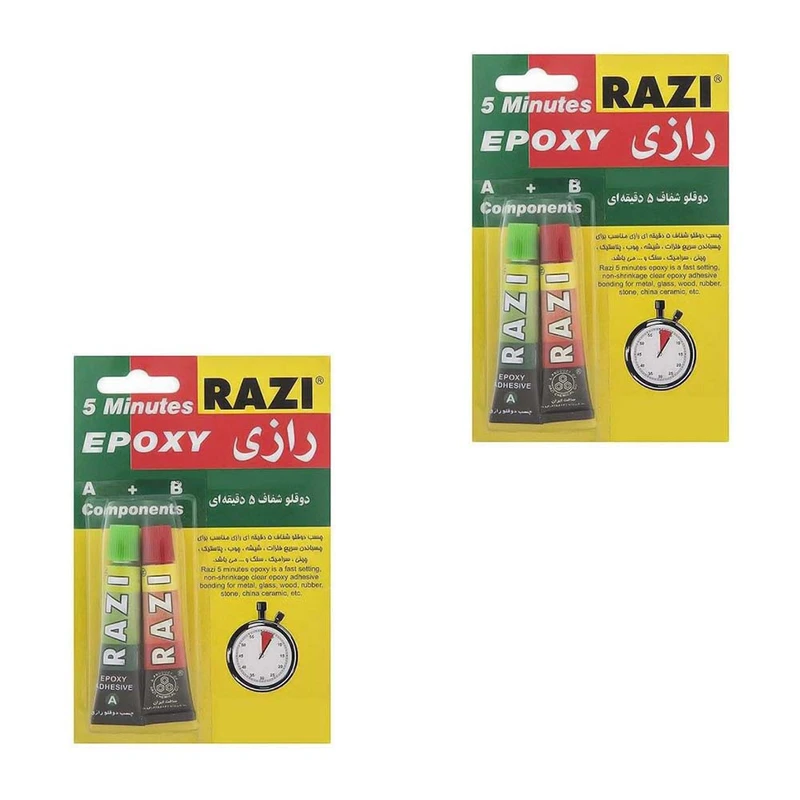 چسب دوقلو رازی مدل EPOXY حجم 40 میلی لیتر بسته دو عددی