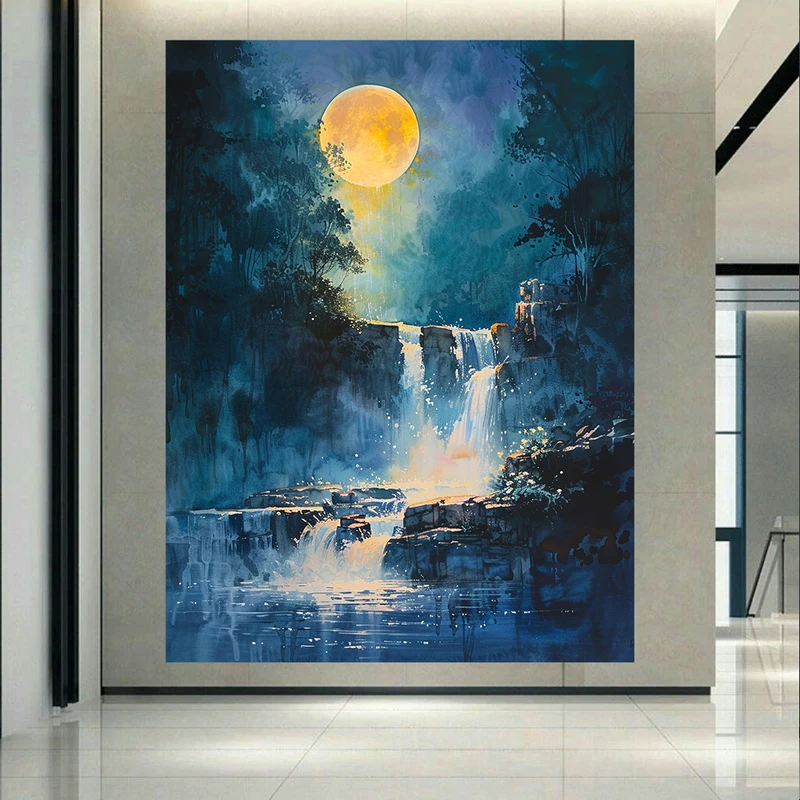  تابلو بوم طرح آبشار و ماه رنگی کد AR32266