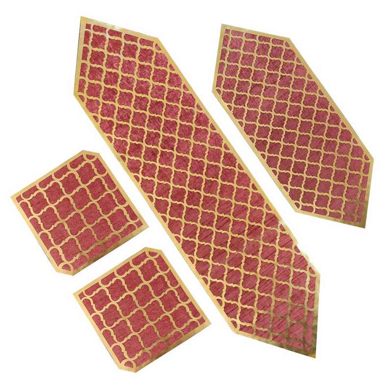  ست رومیزی 4 تکه چرم مخمل کد K004