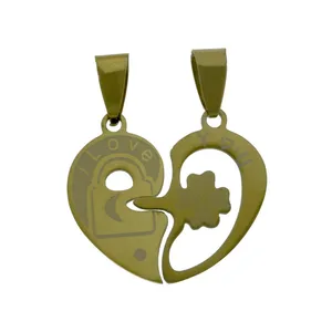 آویز گردنبند داتینو مدل قفل دوستت دارم بسته 2 عددی