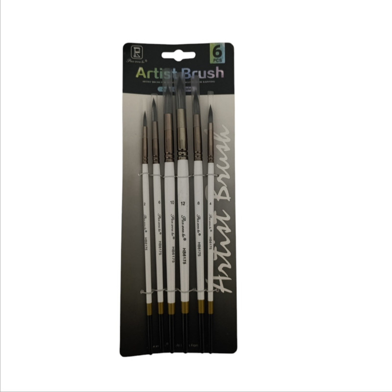 قلم مو سر گرد مدل براش بسته 6 عددی