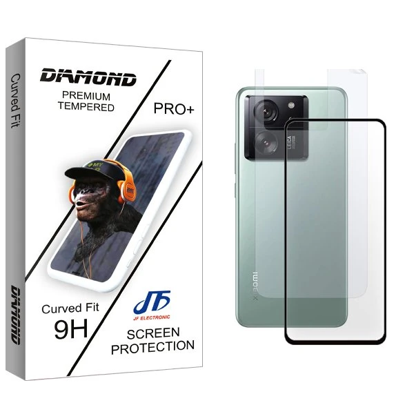 محافظ صفحه نمایش شیشه ای جی اف مدل Diamond مناسب برای گوشی موبایل شیائومی 13T  به همراه محافظ پشت گوشی
