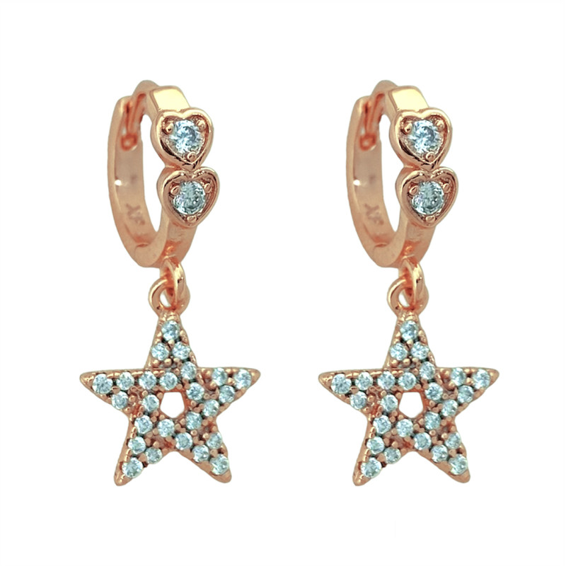 گوشواره زنانه ژوپینگ مدل قلب و ستاره کد E4297