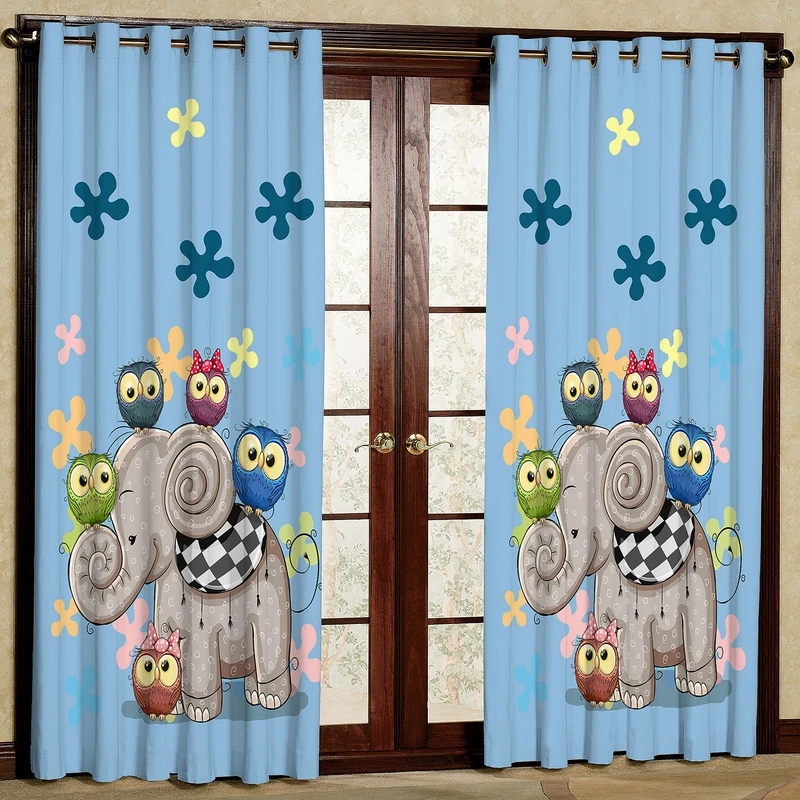 پرده مدل فیل و جغد مخمل پانچی کد 4239 سایز 140x200 سانتی متر