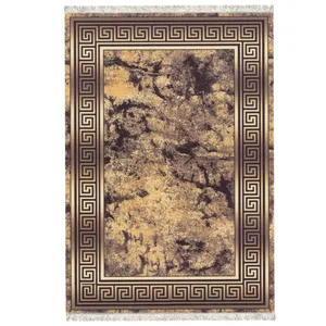 فرش ماشینی 420 شانه زمینه شکلاتی حاشیه قهوه ای طرح ورساچه کد 70580