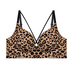 سوتین اسفنجی زنانه مدل لیزری پلنگی هارنس دار بدون فنر کاپ C کد 11763