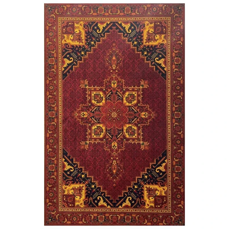 فرش ماشینی 700 شانه زمینه لاکی حاشیه لاکی مدل بلوچ آکریلیک کد 706