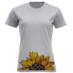 تی شرت آستین کوتاه زنانه مدل گل آفتاب گردون کد W389