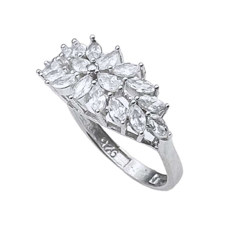 انگشتر نقره زنانه مدل باگت دار کد NSH-103