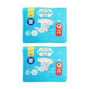 پوشک چسبی بچه مای بیبی مدل کانال دار شماره 4 سایز L دو بسته 34 عددی