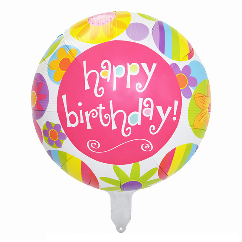 بادکنک فویلی لاکی بالونز طرح گل مدل Happy Birthday کد 1293