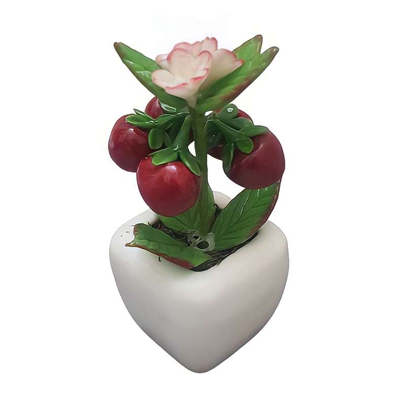 گلدان به همراه گل مصنوعی مدل کاکتوس طرح گیلاس کد 83