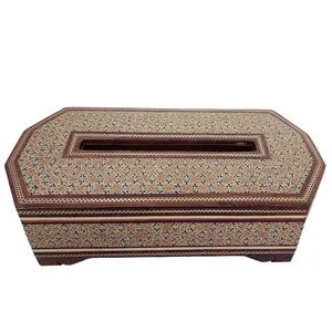 جعبه دستمال کاغذی خاتم کاری مدل هشت گوش لولودار کد 205