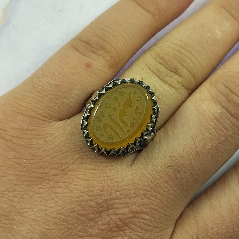 انگشتر نقره مردانه سلین کالا مدل عقیق خطی طرح یا الله انگشتر نقره مردانه سلین کالا مدل عقیق خطی طرح یا الله