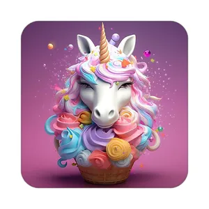 زیر لیوانی کاکتی طرح اسب تک شاخ و یونیکورن مدل mp31036