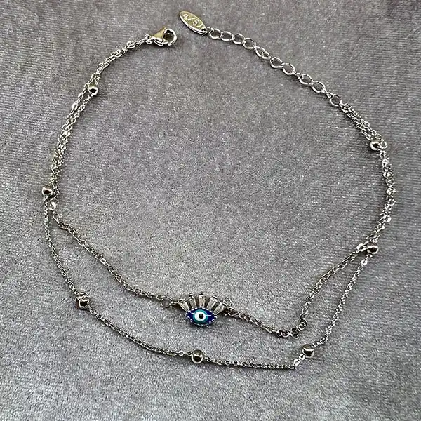 پابند زنانه وای اس ایکس مدل چشم نظر دو ردیفه کد 15963