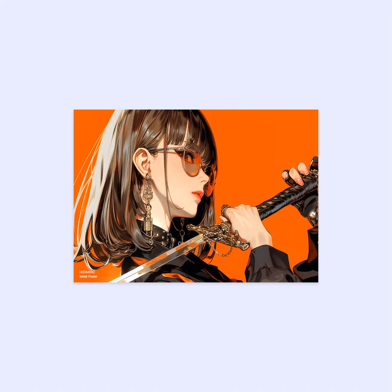 پوستر هومرو مدل فلزی طرح انیمه دخترونه سامورایی کد PS811