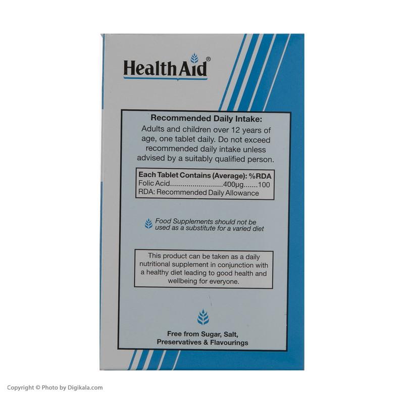 قرص فولیک اسید 400 میکروگرمی هلث اید بسته 90 عددی