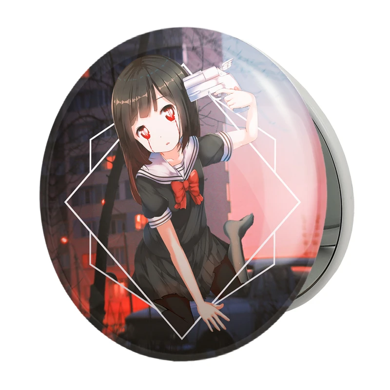 آینه جیبی خندالو طرح دختر انیمه ای مدل تاشو کد 18029 