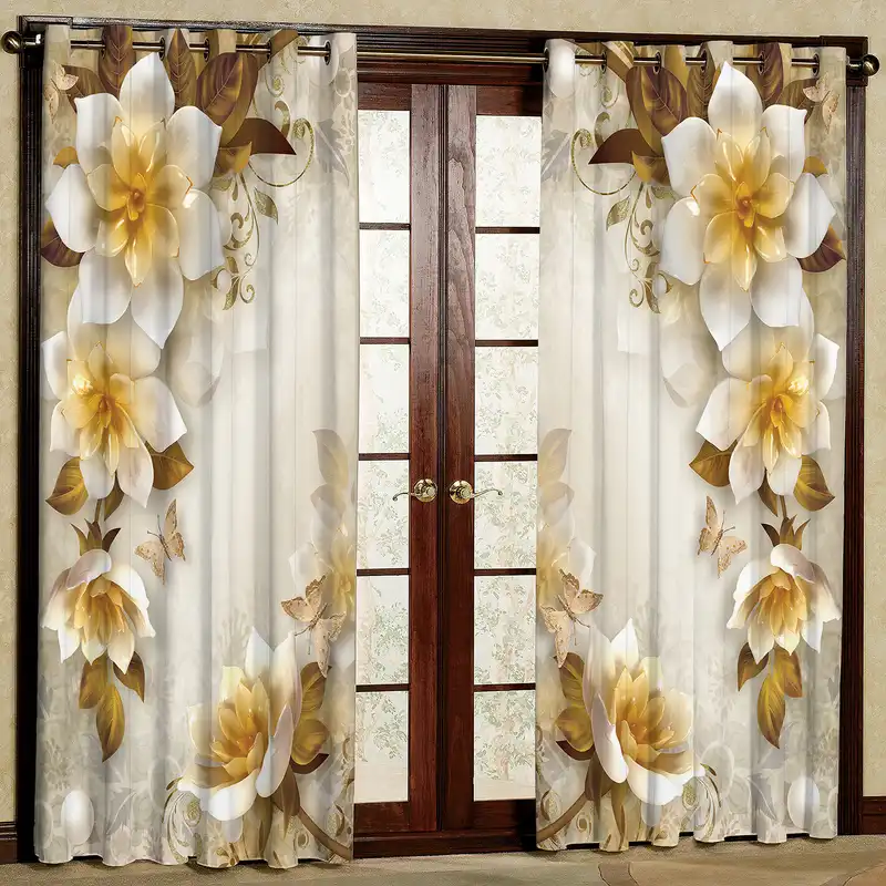 پرده مدل گل دار مخمل پانچی کد 2365 سایز 140x280 سانتی متر