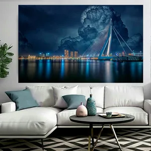 تابلو بوم مدل چرم مخمل طرح نمای شهری پل اراسموس روتردام هلند کد AR3940