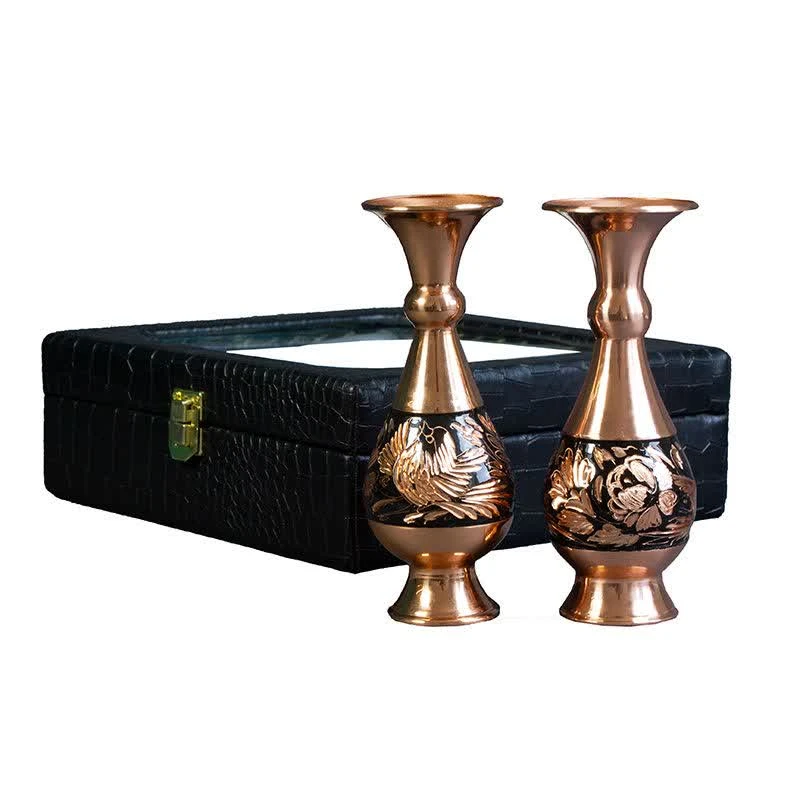 گلدان مسی طرح الماس تراش مدل JL02 بسته 2 عددی