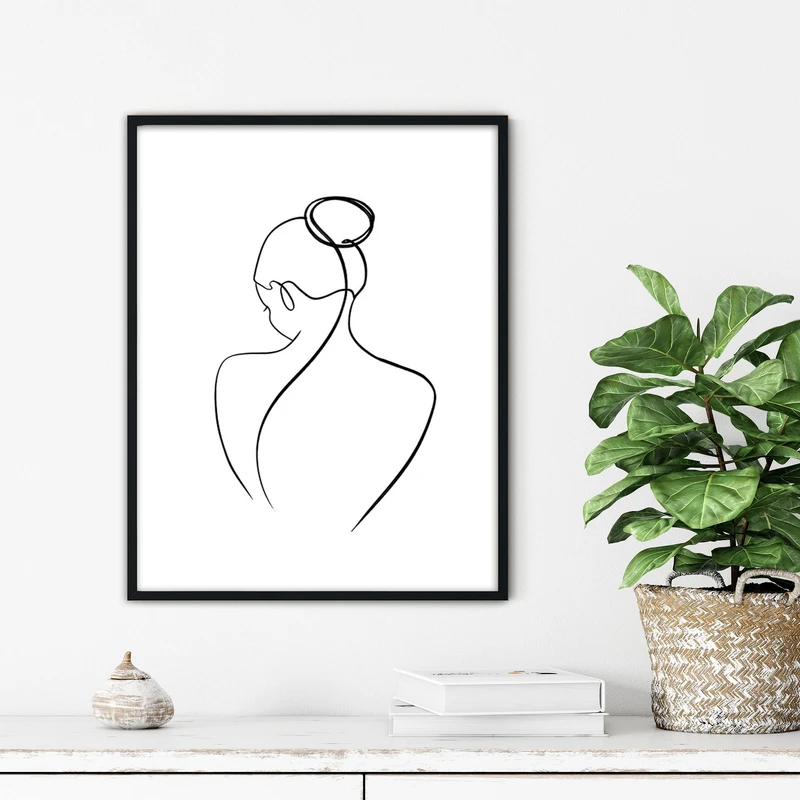 تابلو آتریسا طرح لاین آرت مدرن مدل ATFL119 فریم مشکی