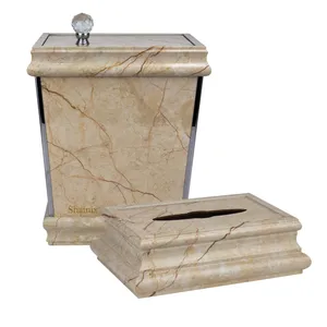 ست سطل و جای دستمال کاغذی طرح سنگ کد 290025