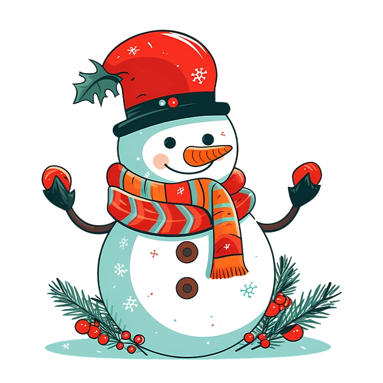 استیکر پارچه و لباس پاد آفرین مدل کارتونی کیوت آدم برفی کد S3923