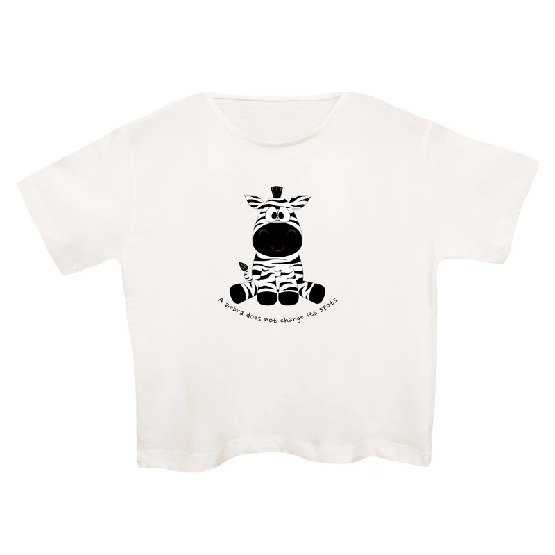 کراپ‌تی شرت آستین کوتاه زنانه مدل گورخر کد 5