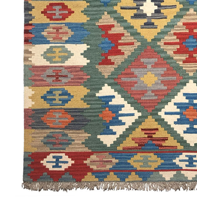 گلیم دستبافت سه متری طرح قشقایی مدل الوان کد 21512