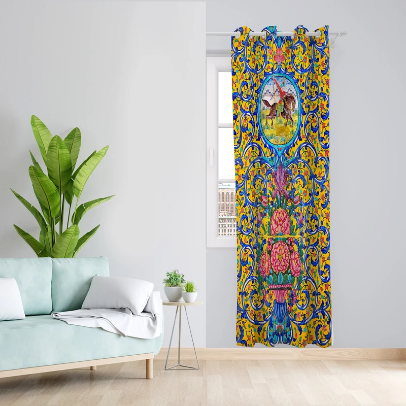 پرده طرح سنتی مدل مخمل پانچی کد 1819 z سایز 140x200 سانتی متر