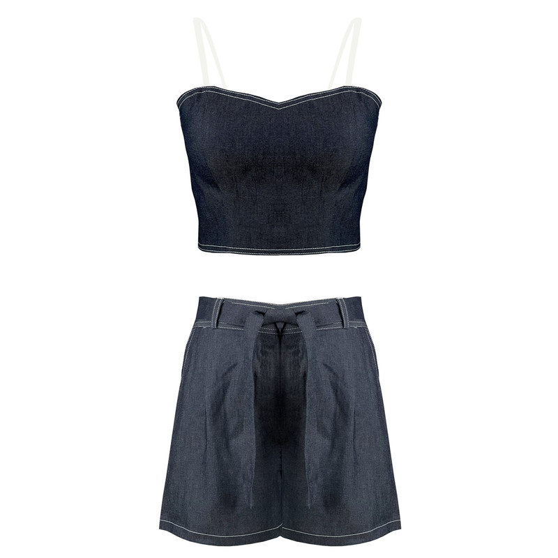 ست نیم تنه و شلوارک زنانه مدل لی کد AK1042