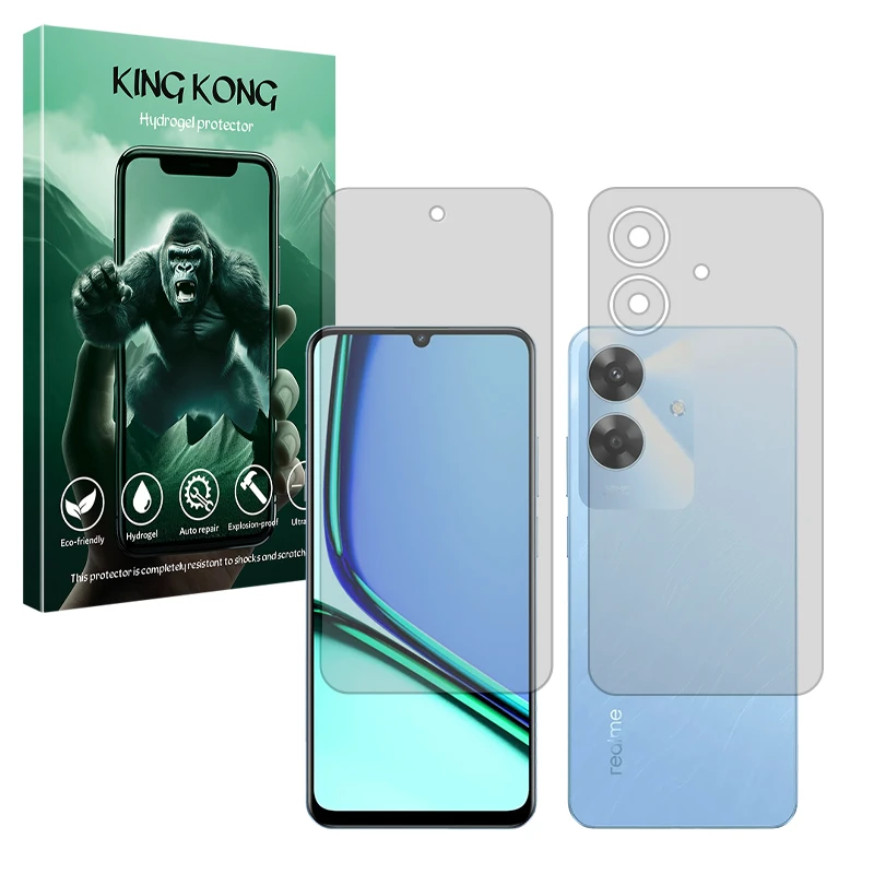 محافظ صفحه نمایش شفاف کینگ کونگ مدل Tough مناسب برای گوشی موبایل ریلمی Note 60 به همراه محافظ پشت گوشی