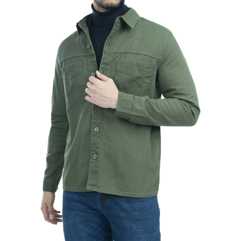 پیراهن آستین بلند یقه برگردان مردانه جوتی جینز مدل کتان کد 3030214