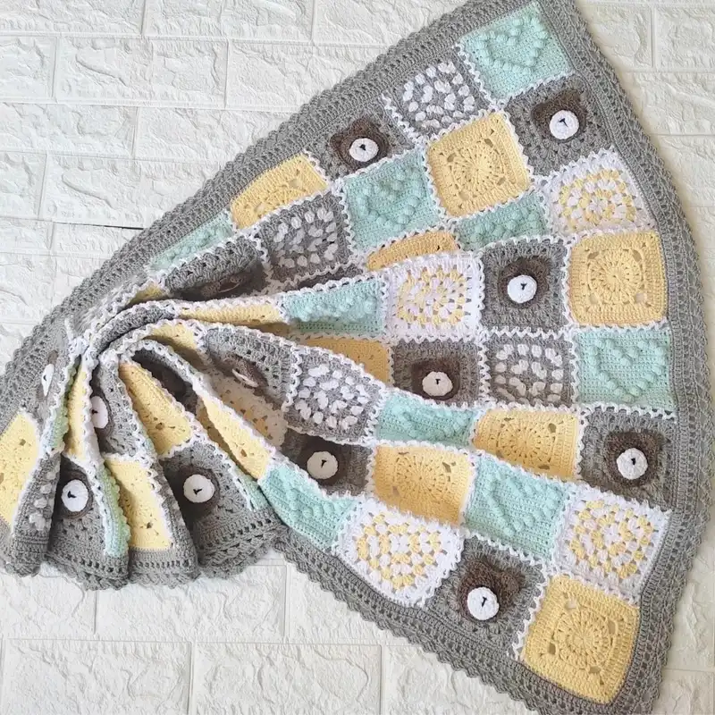 پتو بافتنی نوزاد مدل دستبافت