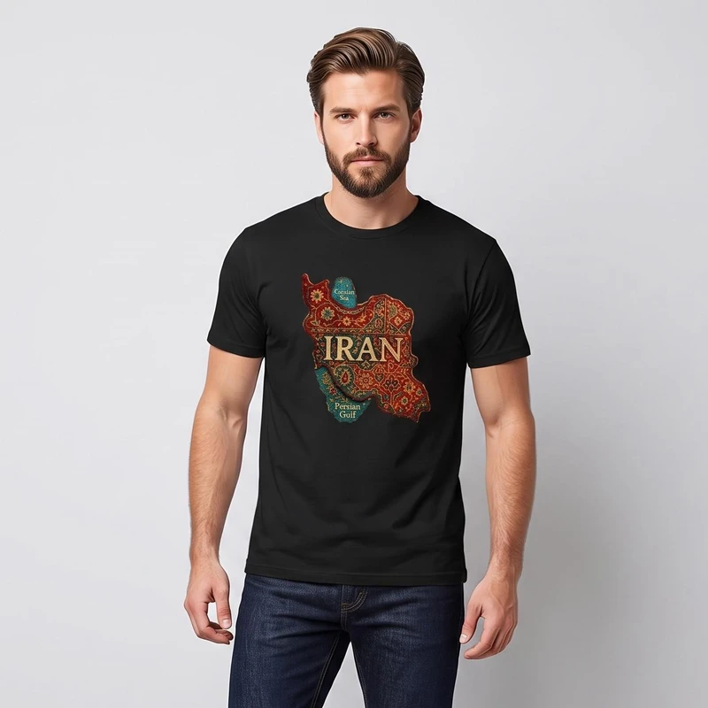 تی‌شرت آستین کوتاه یقه گرد مردانه مدل نقشه ایران کد 9