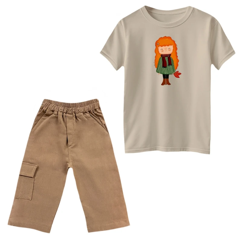 ست تی‌شرت و شلوارک دخترانه مدل دختر پاییز