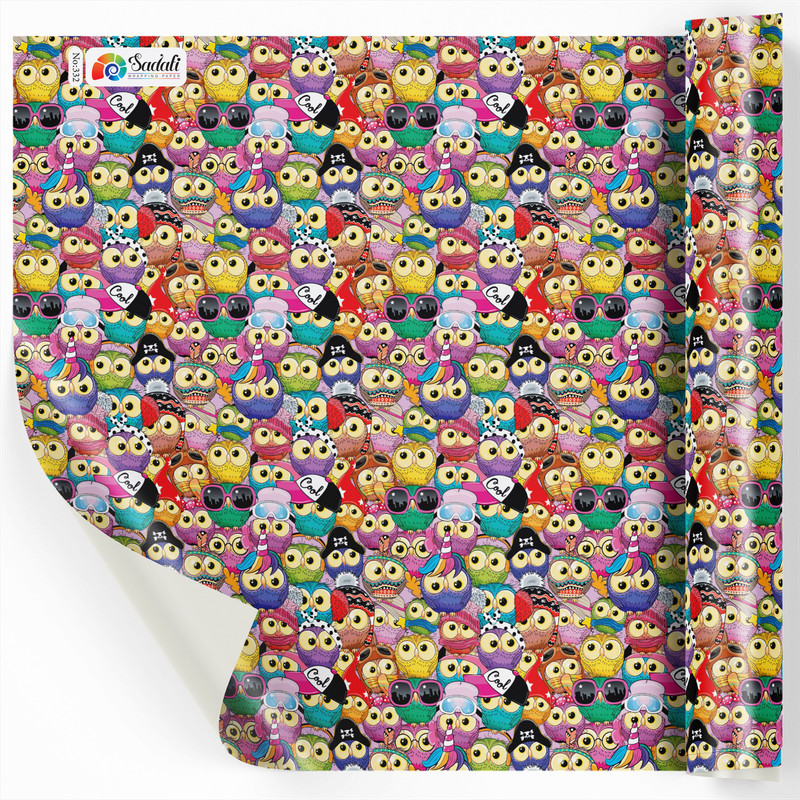 کاغذ کادو صدفی طرح پرنده های رنگی بسته 2 عددی